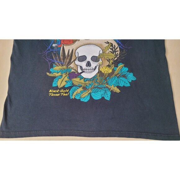 Ed Hardy by Jon Reep T-Shirt Black Gold‎ Texas Tea Skull Cowboy Graphic Tee SZ L - Picture 6 of 12